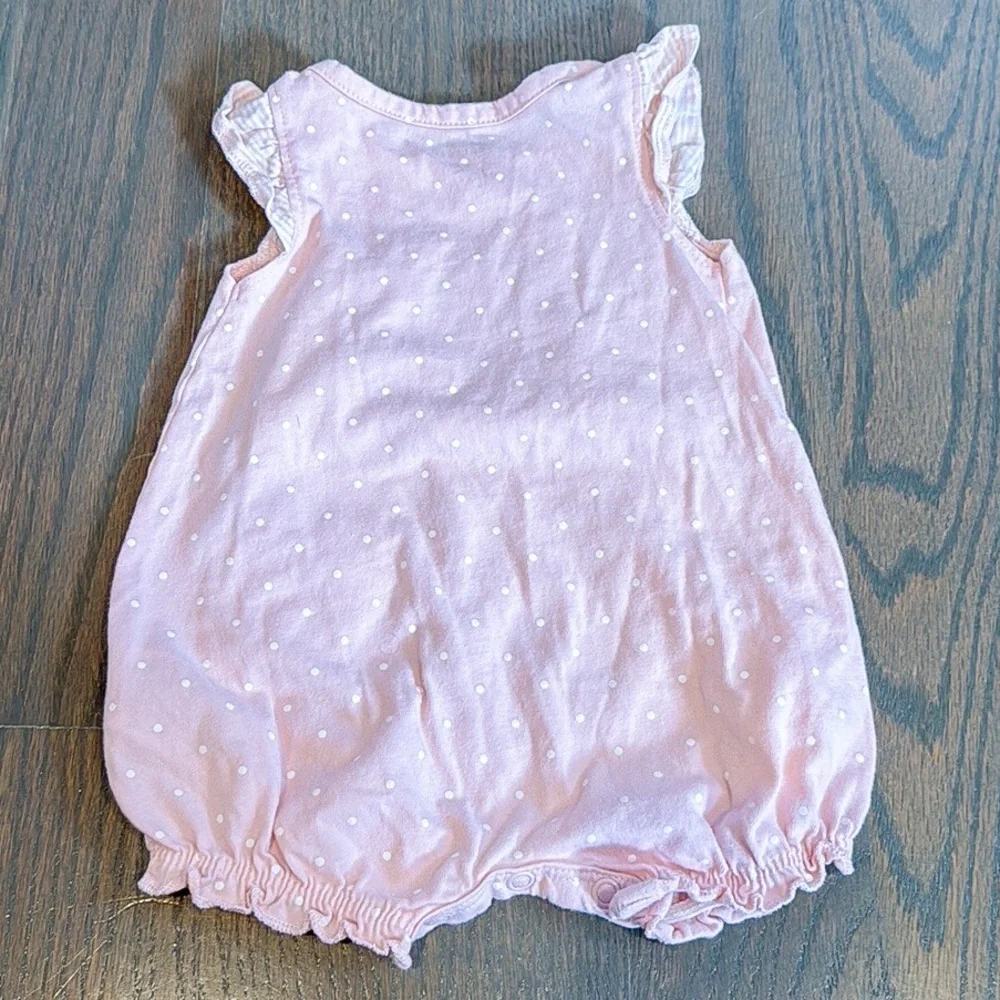 Carter's Pink Polka Dotted Heart Snap-Up Romper